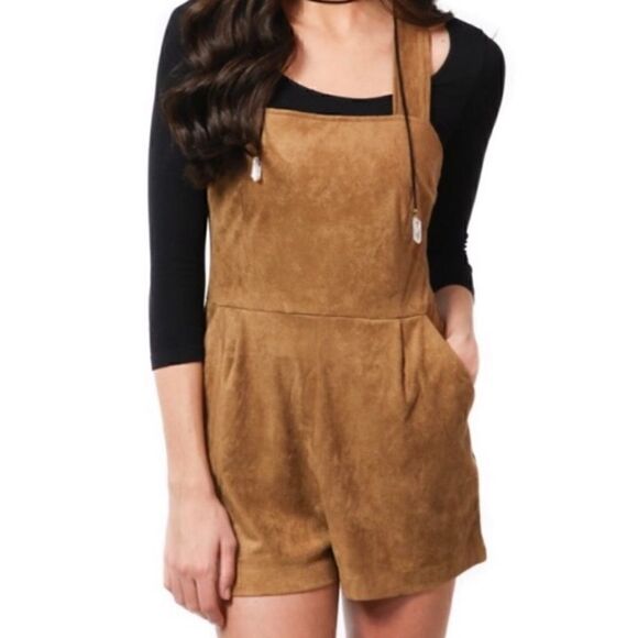 NEW BB DAKOTA Brown Suede Romper - Picture 1 of 1